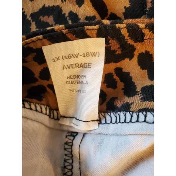 Terra & Sky Womens Brown Leopard Print Skinny Leg High Rise Casual Pants Size 1X - Picture 9 of 10